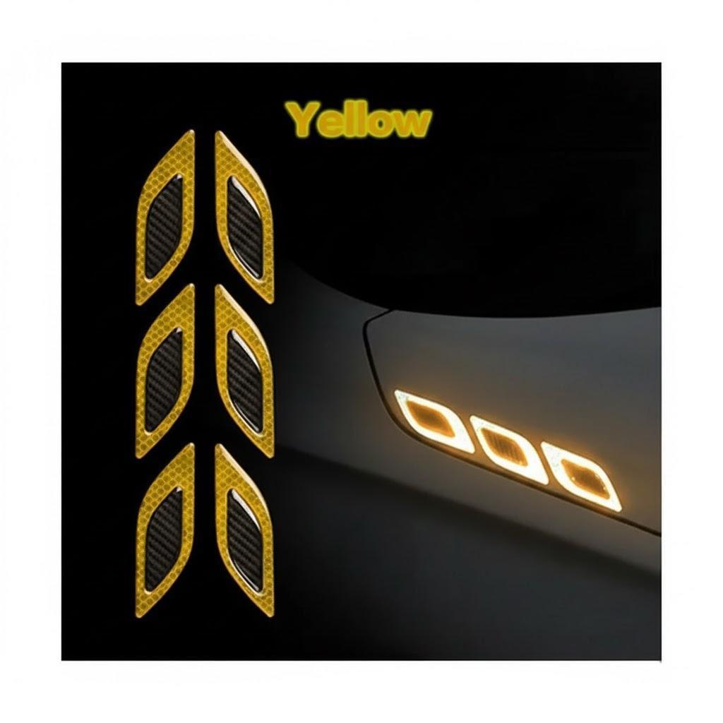 Reflective Sticker Warning Tape for Car Hood Eyebrow Reflector Adhesive Carbon Fiber Universal Safety Decal Vehicle Exterior