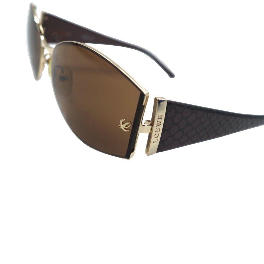 Used LOEWE Italian Sunglasses Rectangle Brown Python Pattern SLW165