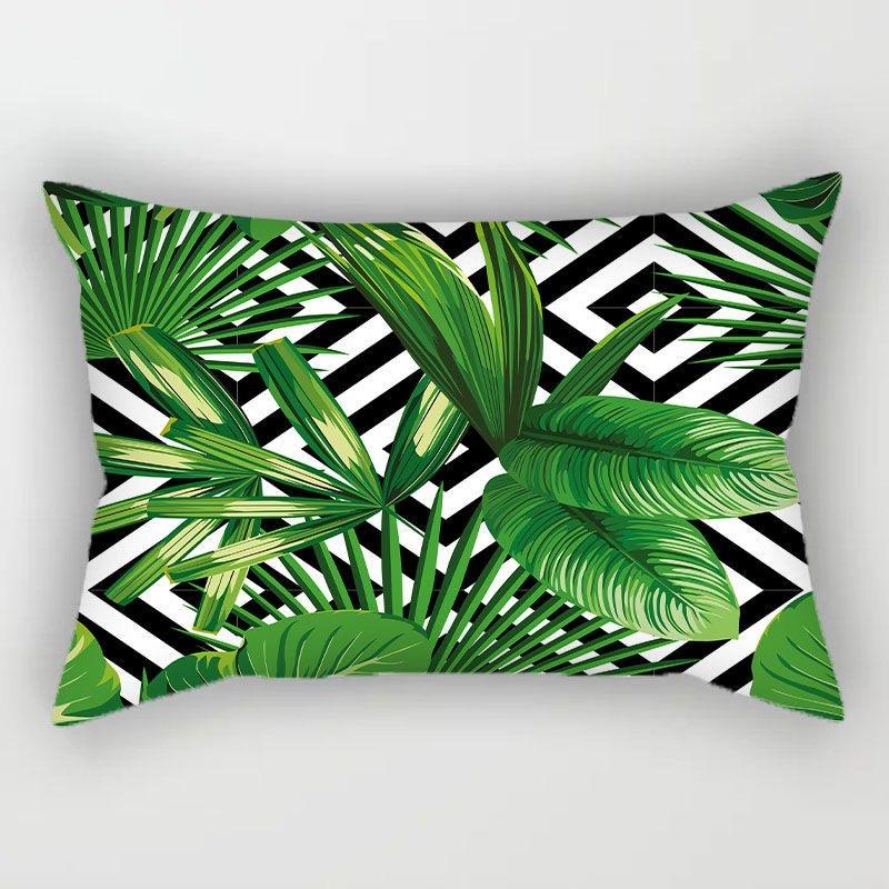 Tropical Plant Pattern Rectangular Polyester Pillowcase, Sofa Living Room Decorative Cushion Cover, Bedroom Bedside Pillow Cover