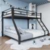 Etagenbett, 90*200 cm 140*200 cm, Geländer, Leiter, EN747 Zertifiziert, ohne Matratze, Metall, Schwarz