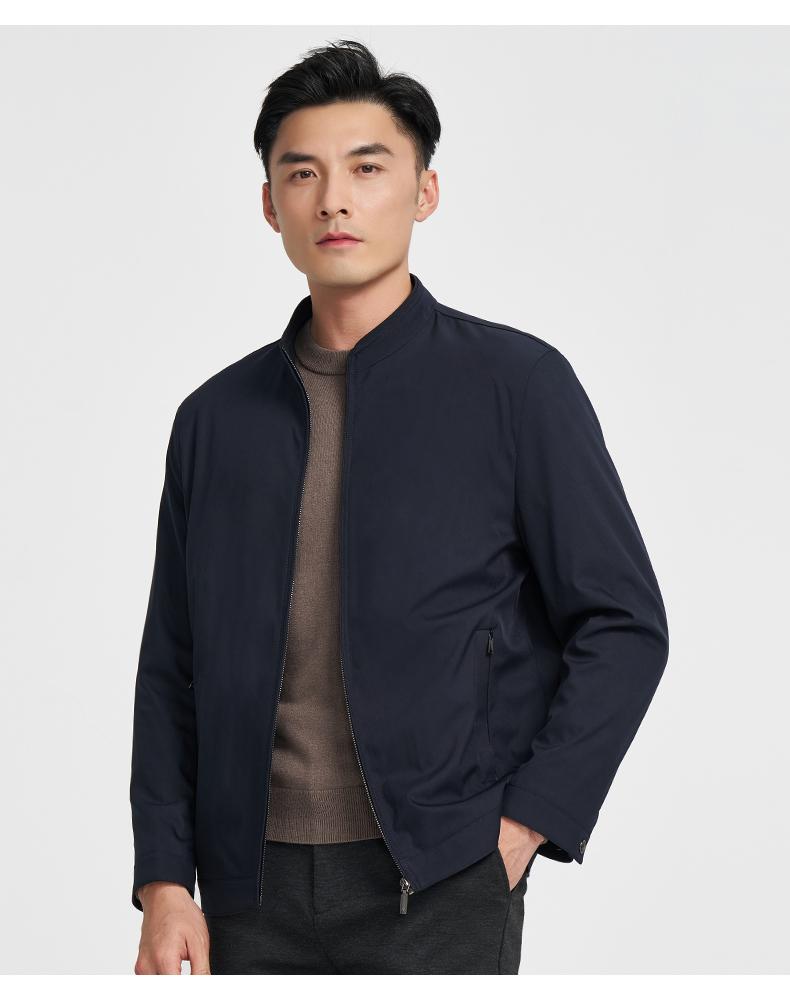 Solid color casual stand up collar windproof jacket 22235M0722