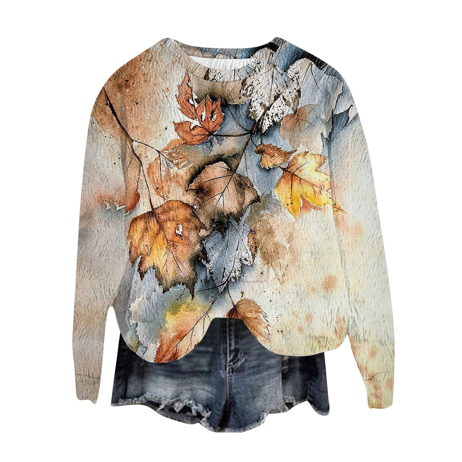 

Женский модный пуловер с круглым вырезом, футболка с длинным рукавом, с принтом XL хаки