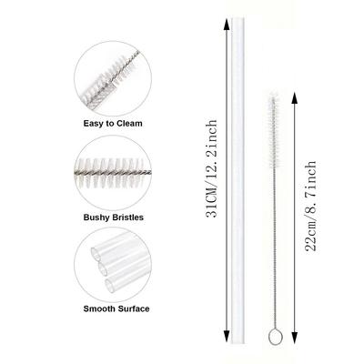 Replacement Straws for Stanley 40 Oz Cup Tumbler, 12 Pack Clear Reusable Plastic Straws, 2 Straw Brushes,for Stanley Cup