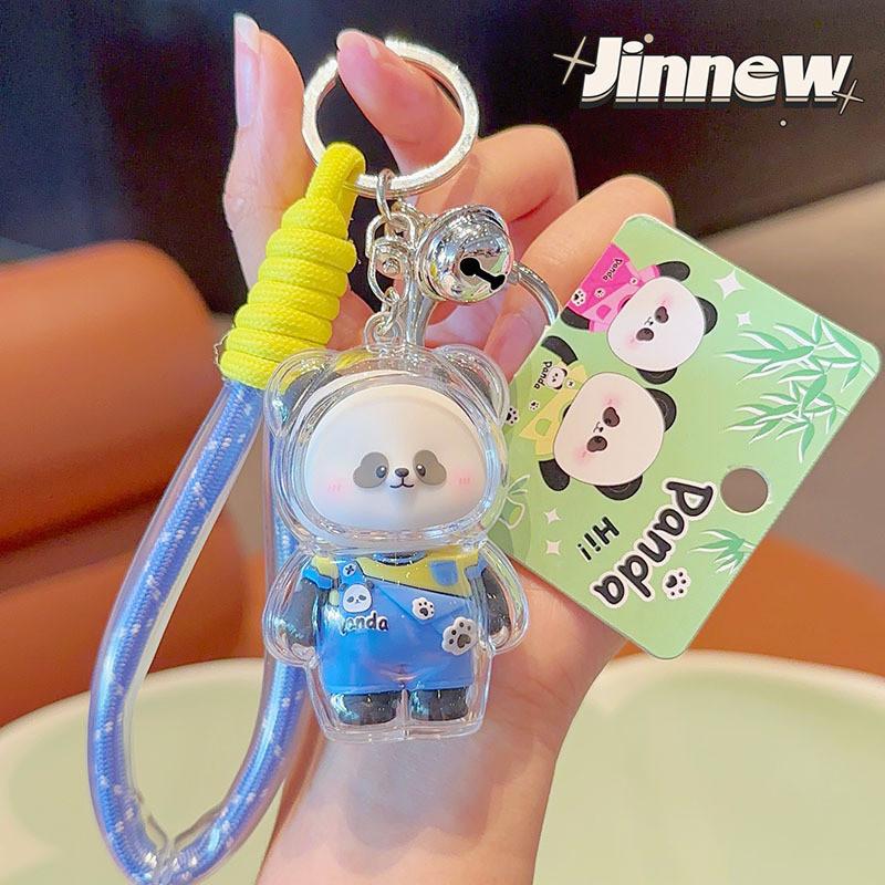 Panda Transparent With Shell Keychain Cute Cartoon Highgloss Acrylic Craft Doll