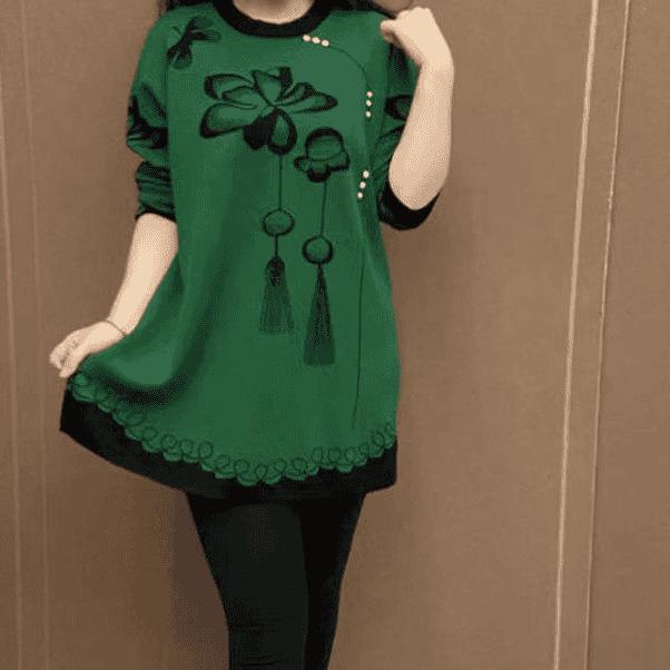 Stylish Floral Knitted Sweater for Middle-Aged & Elderly Women - Perfect for Spring & Autumn