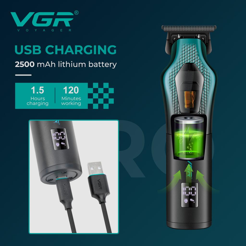VGR Electric Hair Clipper Men's Oil Head Carving Electric Push Gradually Changing Color Metal Body 11000 RPM Hair Clipper V-997 Home Hair Trimming