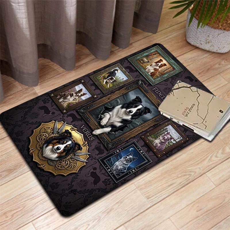 Dog Portraits Gallery Pattern Rug Floor Mat for Living Room or Bedroom Soft and Comfortable Carpet a Gift for Birthday and Holiday.