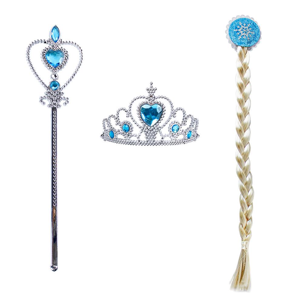Elsa-Inspired Frozen Princess Accessory Set: Crown, Magic Wand, Necklace, Gloves, and Ring