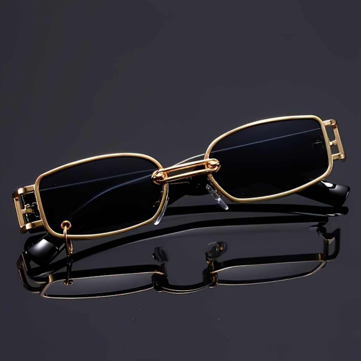 Dote Men's 1Pc Vintage Punk Sunglasses Uv400 Metal Frame Square Eyewear For Wo Beach Vacation Trendy Sun Shade