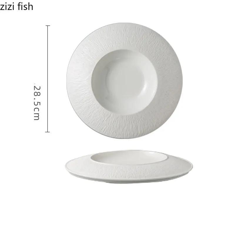 Farfurie Creativă Rotundă din Ceramică pentru Cină, Farfurie pentru Paste, Farfurie pentru Friptură, Veselă de Uz Casnic pentru Bucătărie, Culoare Solidă, Farfurie pentru Gustări, Farfurie pentru Salată, Farfurii pentru Supă