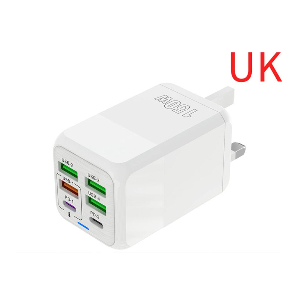 150W Fast Charger PD USB Phones Charger Quick Charge Adapter 6 Ports EU/US/UK For iPhone Samsung Huawei Plug Wall Adapter