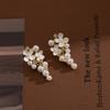 Fashion Light Luxury Pearl Flower Fringed Diamond Earrings Niche Design Temperament Gentle Earrings Women