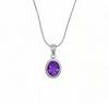 Real Oval Amethyst Pendant 92.5 Silver Women's Pendant Amethyst Locket for Her
