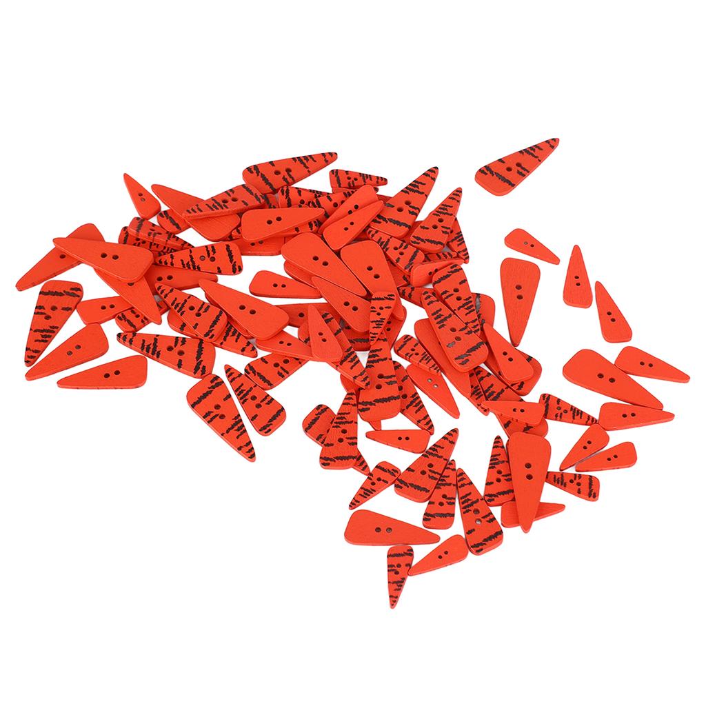 100pcs Orange Carrot Button 4 Sizes DIY Cute Wood Buttons for Crafting Sewing Christmas with 2 Holes