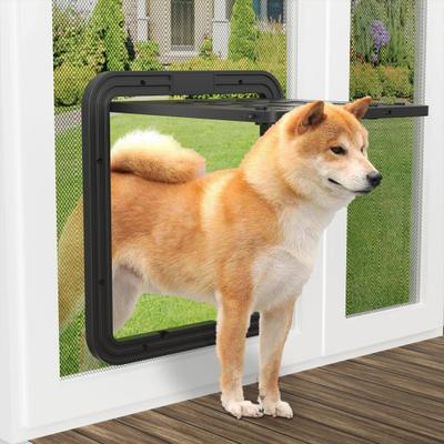 Cat Door for Screen Door Lockable Flap Opening Dog Door for Cats Small Dogs Magnetic Self-Closing Cat Door for Sliding Door Window