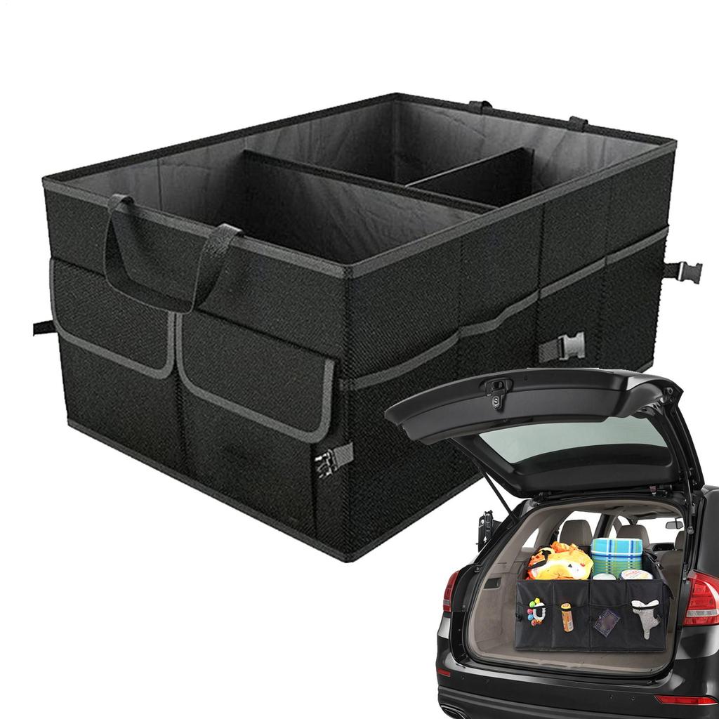60 L Portable Folding Car Trunk Storage Box 600D Oxford Cloth Multifunctional Car Trunk Storage Box With Partition And Handle