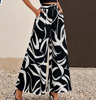 Damen High-Waist Hose mit weitem Bein