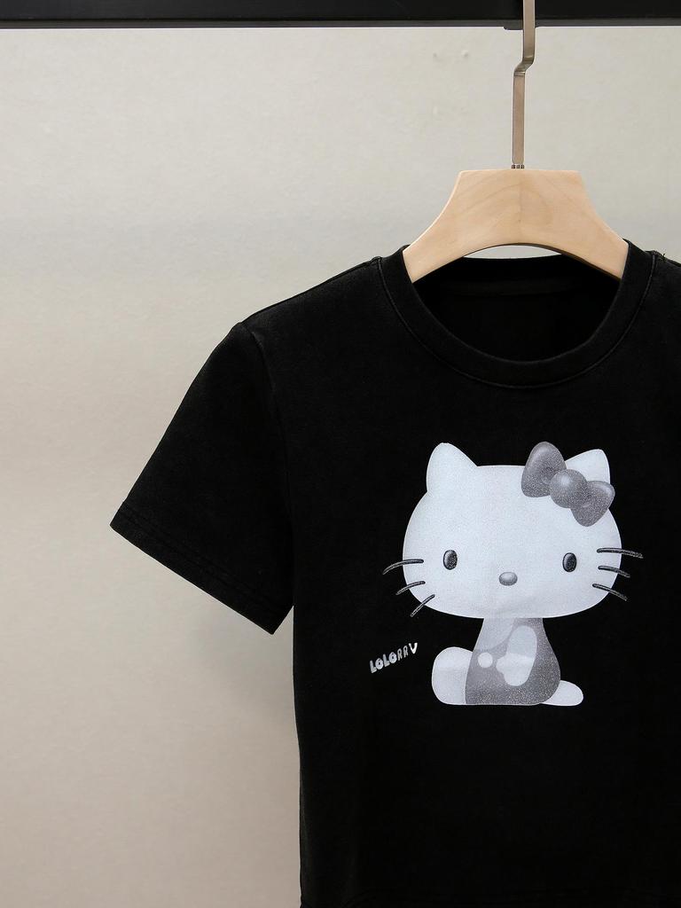 Women's Autumn French Style Printed Round Neck T-Shirt