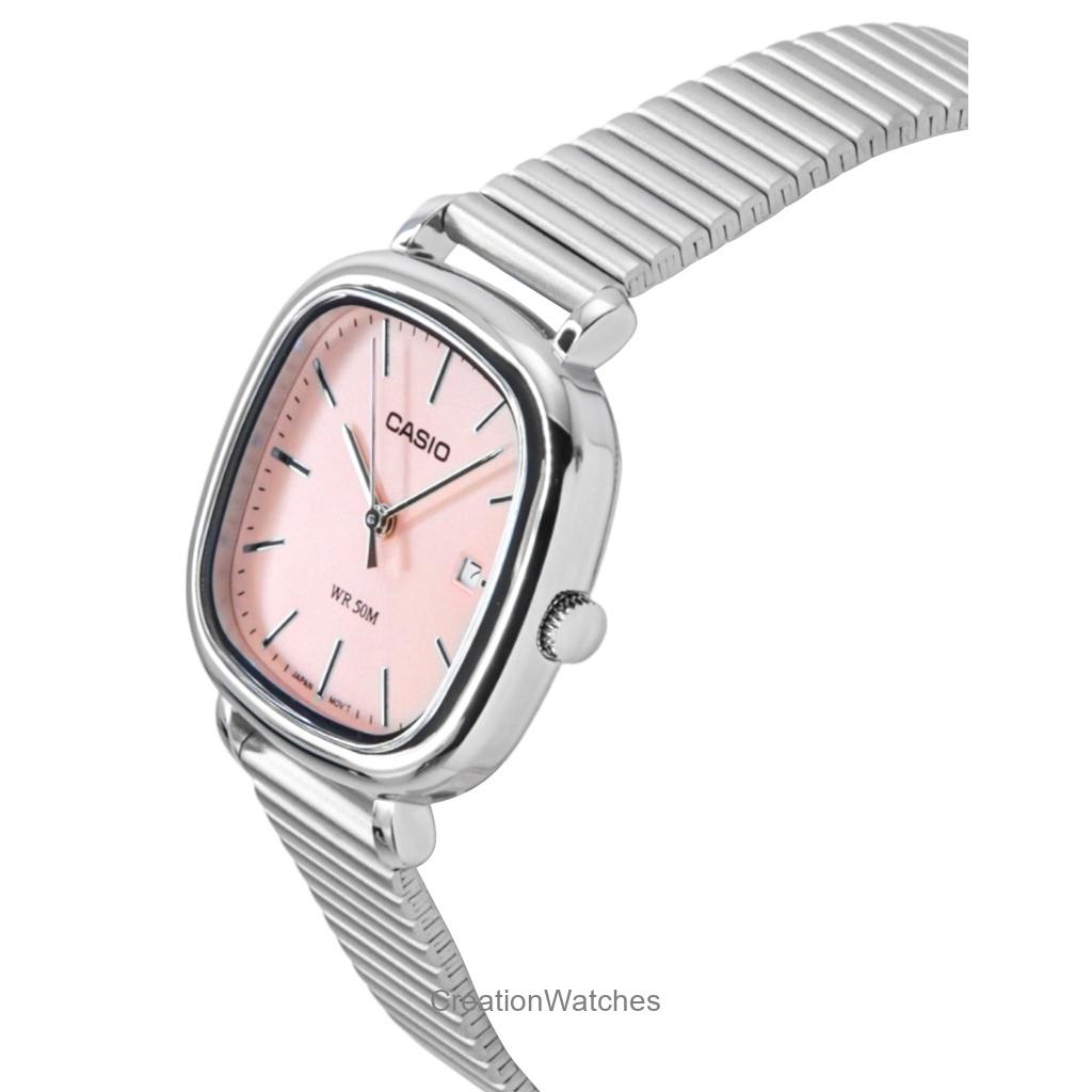 Casio Standard Analog Edelstahl Lachsfarbenes Zifferblatt Quarz LTP-B166D-4AV Damenuhr