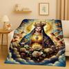 throw featuring Jesus flannel Warm Blanket King Size Throw Travel Blanket for adult Children Gift Decor Throw for Bed and Sofa