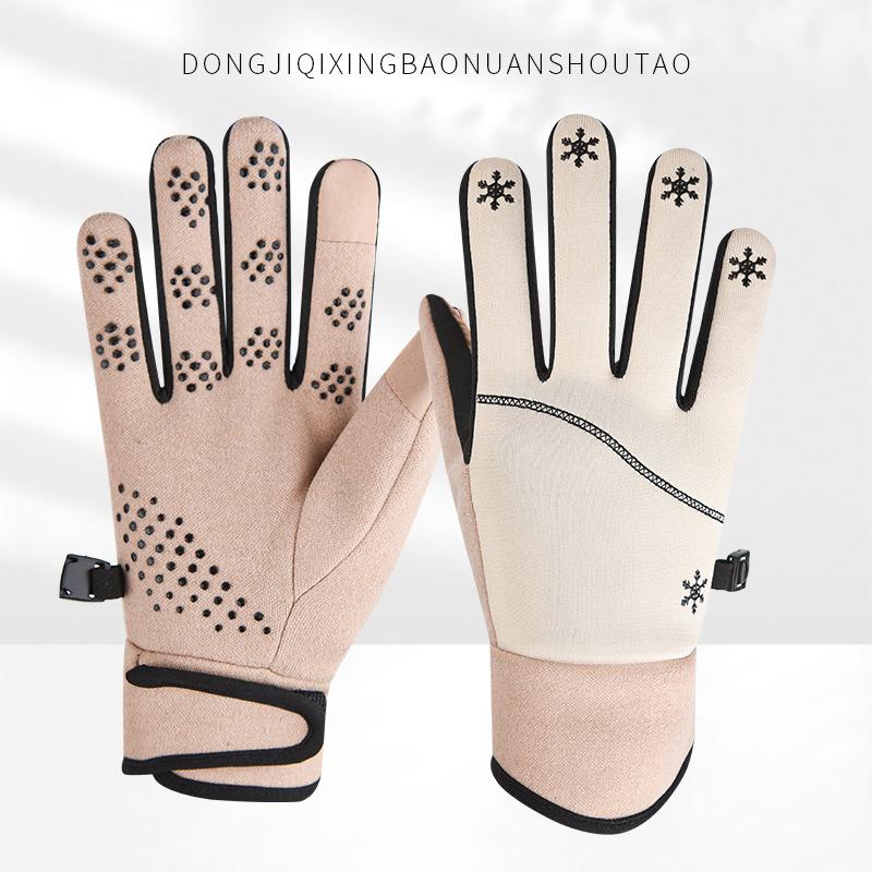 Men and Women Same Style Plush Warm Gloves for Winter Cold and Windproof Outdoor Sports Anti Slip Touch Screen Riding Gloves