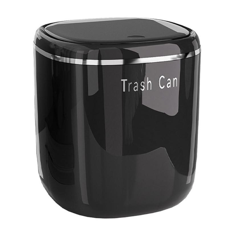 Mini Cream Flips Lid Trash Can Durable Plastic For Desk Organization In Dorm And Office With Space Saving