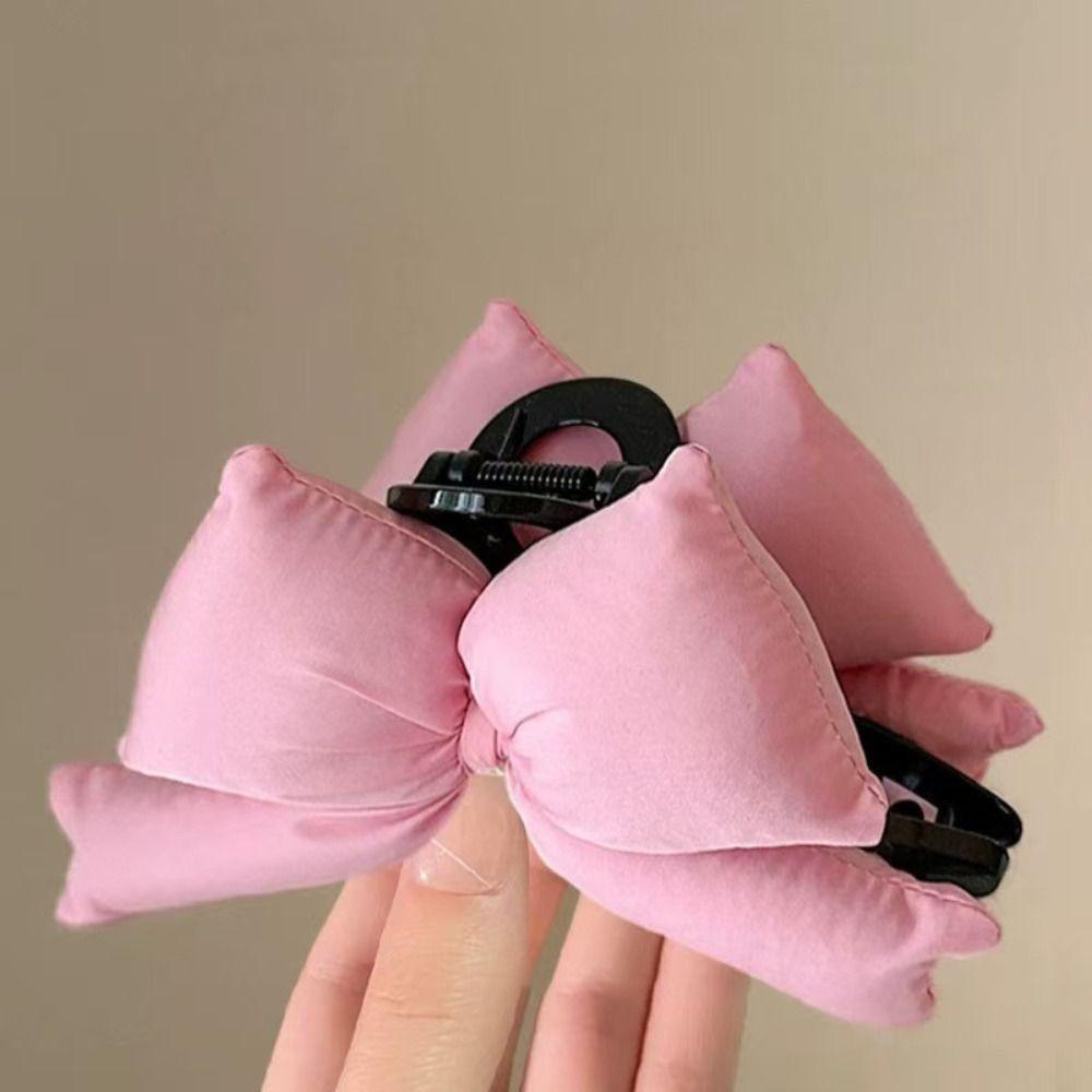 Solid Color Bow Hair Claw Korean Style Large Shark Clip Personalized Hair Crab Clip Ladies