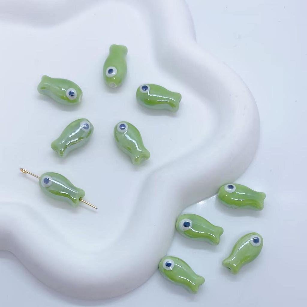 Hand-Painted Small Fish Eye Ceramic Beads for DIY Necklaces & Bracelets