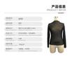 European and American Cross-border 2026 Spring New Women's Small Stand-up Collar Long-sleeved Mesh Sand Transparent Rhinestone Decorative T-shirt Top