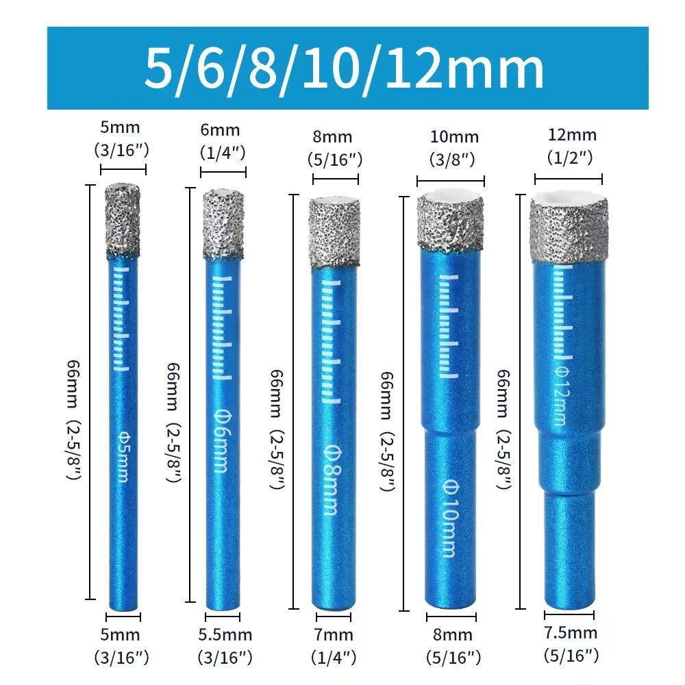 Diamond Brazed Dry Drilling Bit Porcelain Cup Saw Ceramic Marble Granite Tile Hole Opener Hole Saw Cutter 1Pc 5-16mm Round Shank