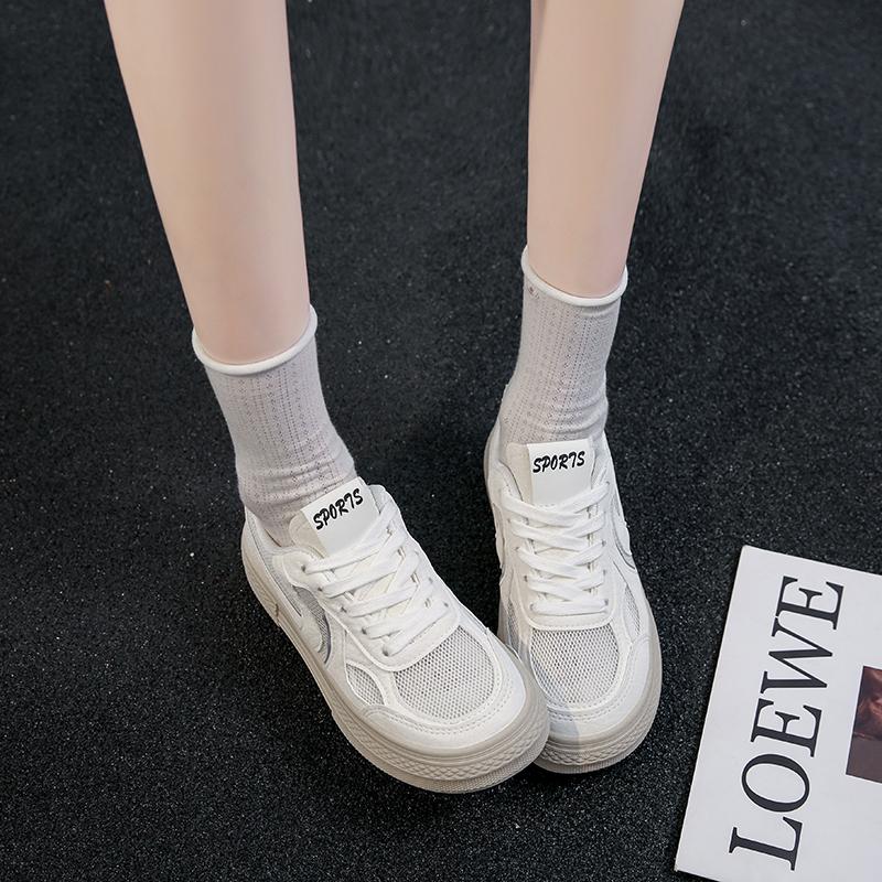 CRLAYDK Womens Platform Mesh Skate Shoes Lace Up Casual Sneakers Summer Ladies Non Slip Sports Walking Flat Tennis