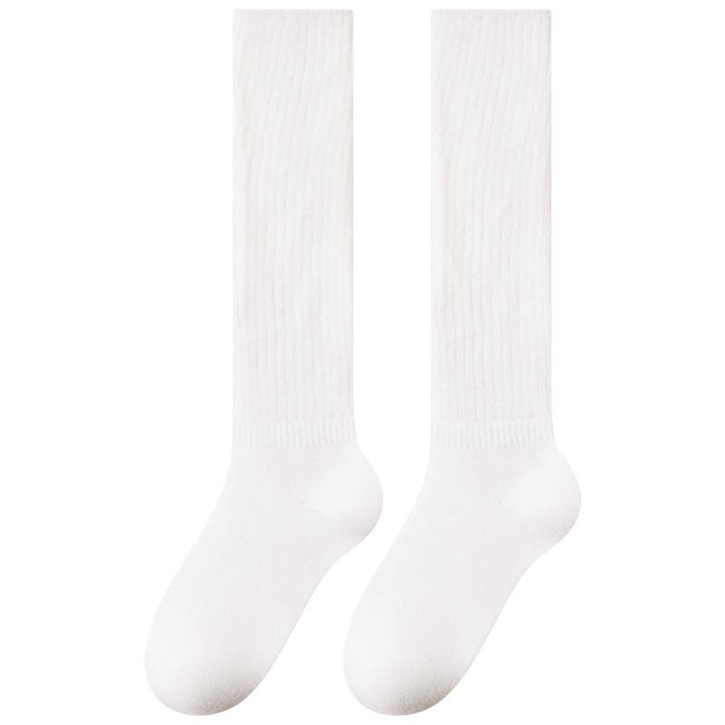 Solid-color Minimalist Pile Socks - Warm and Thick Winter and Autumn Wool Socks, Comfortable and Durable, Trendy Long-legged Socks