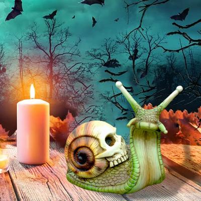 Ozdoba šnek lebka pryskyřičná řemeslná socha zahrada dvůr Halloween figurka šnek lebka gotický domov