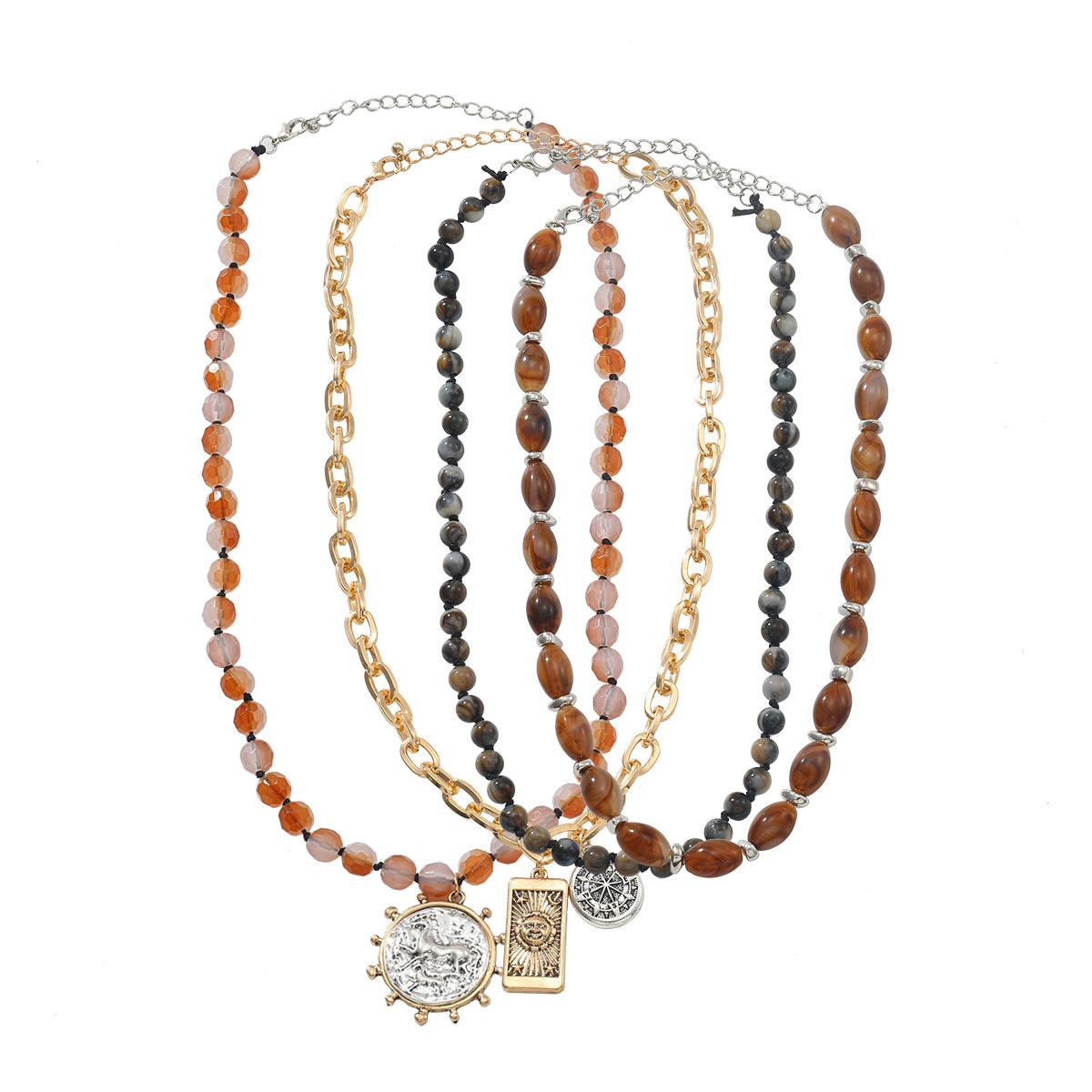 

Многослойное ожерелье из сплава с бусинами, пляжная цепочка на ключицу золотой