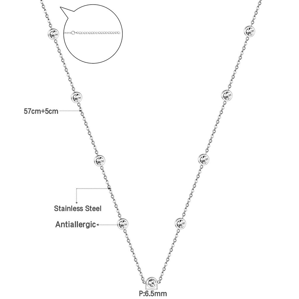 French simple necklace niche design with drill mixed drill collarbone chain high-end necklace stainless steel jewelry women