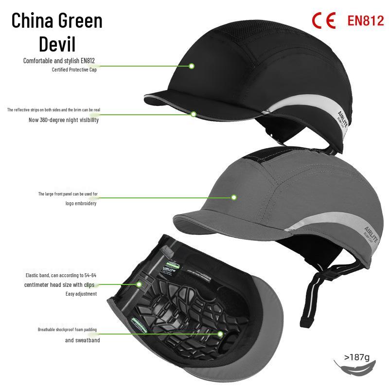 Casca ușoară CE EN812 Anti-Impact, Cască de siguranță respirabilă cu protecție solară, Șapcă de baseball cu cozoroc tip cioc de rață anti-cădere pentru atelier sau utilizare vara.