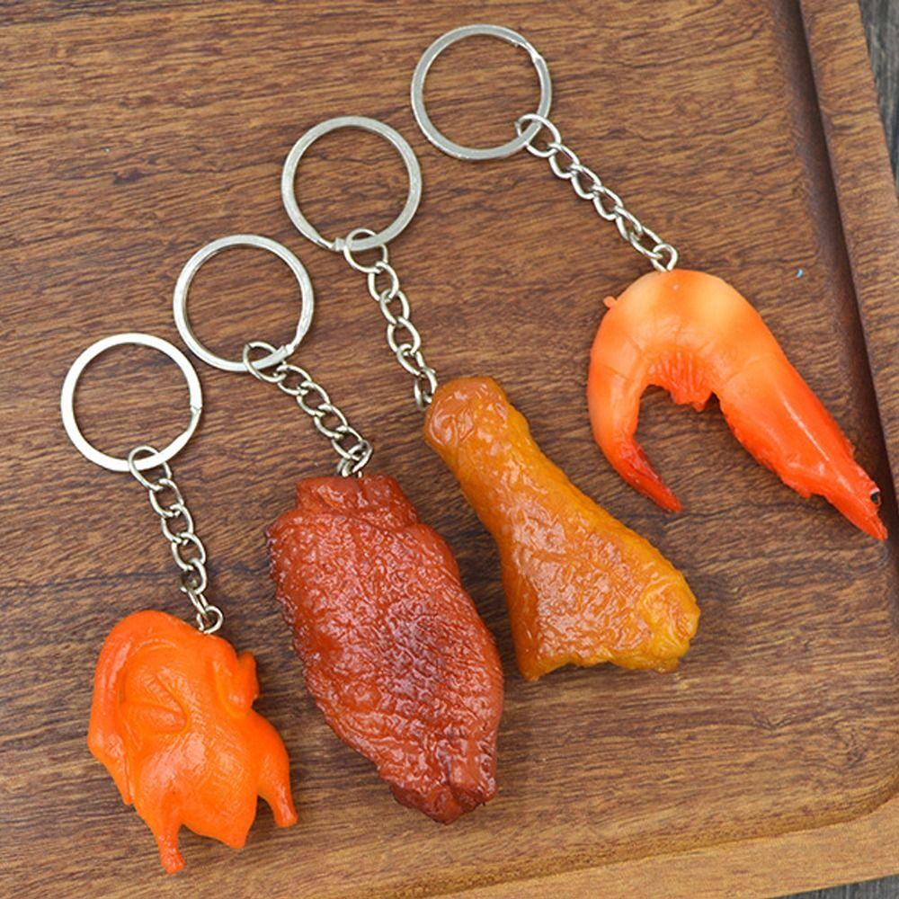 Gift Funny Roasted Chicken Key Holder Luxury Exquisite Simulation Food Keychain Fake Braised Pork Fashion Bag Hanging Pendant