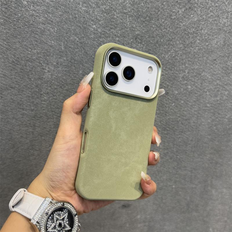 Business Commute Flannel Fabric Magnetic Charging Hard Case For IPhone 17Pro Max Air 16 15 13 14 12 Alloy Button Anti-drop Cover