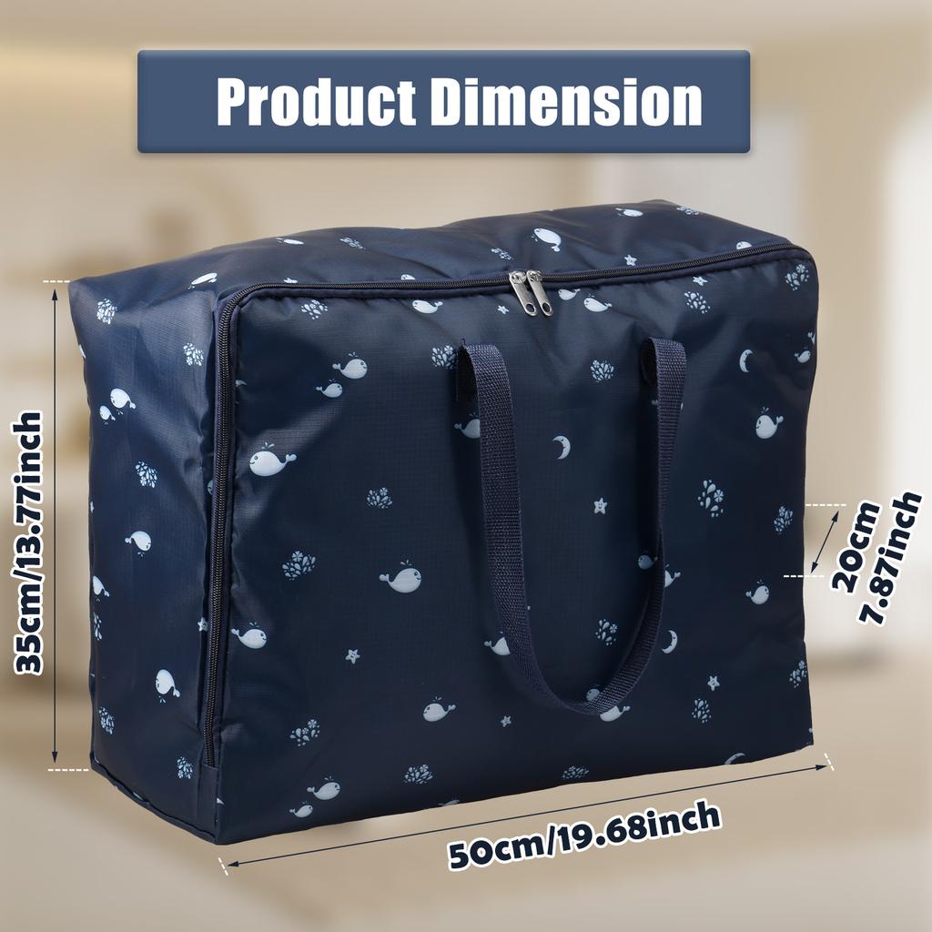 35L Duvet Storage Bag Oxford Cloth Waterproof Moving Storage Bag with Strong Handles and Zipper Large Capacity Clothes Organizer