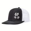 1PC Graffiti 67 Gesture Logo! Color blocking mesh baseball cap, breathable mesh fabric+trendy design