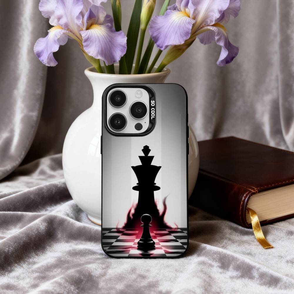 Cool C-Chess A-Art Phone Case For iPhone17,16,15,14,13,12,11 Plus,Pro Max Black Candy silver phone case