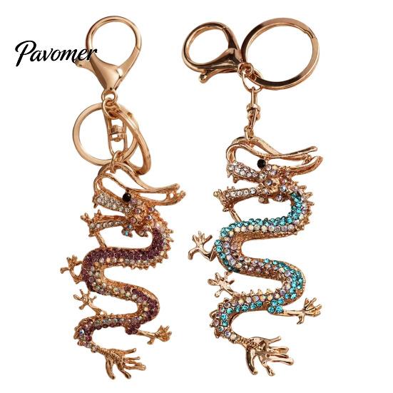 Metall-Schlüsselanhänger Chinesischer Drache mit Strass, Vergoldete Legierung Schlüsselring Stil Handtaschen-Zubehör für Männer Frauen, Anhänger Handtaschen Rucksäcke