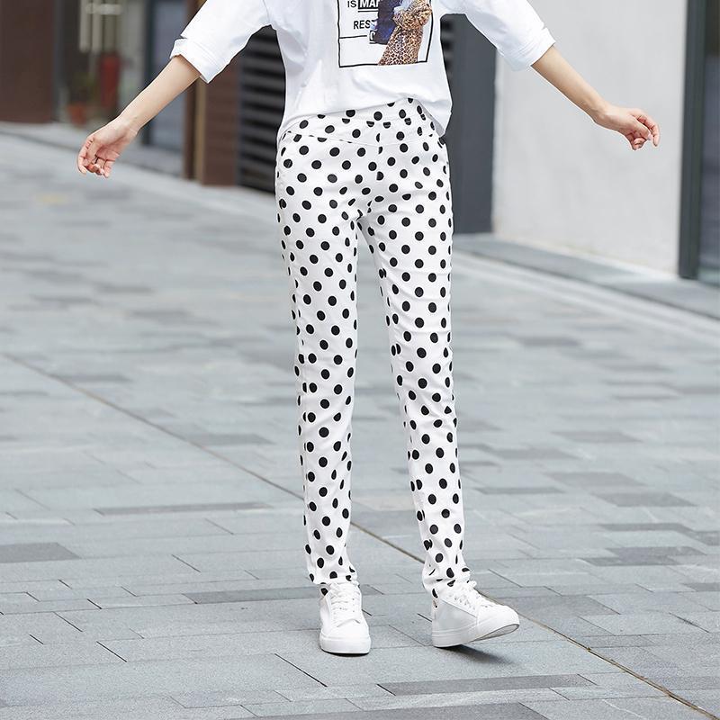 

Plus Size Polka Dot Floral Print Elastic Plaid Pants - Women s Slim Fit, Autumn 2020 Collection M under 50kg
