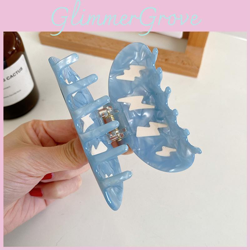 Chic Acetate Material Large Hair Claw Clip With Cloud And Lightning Design For Women