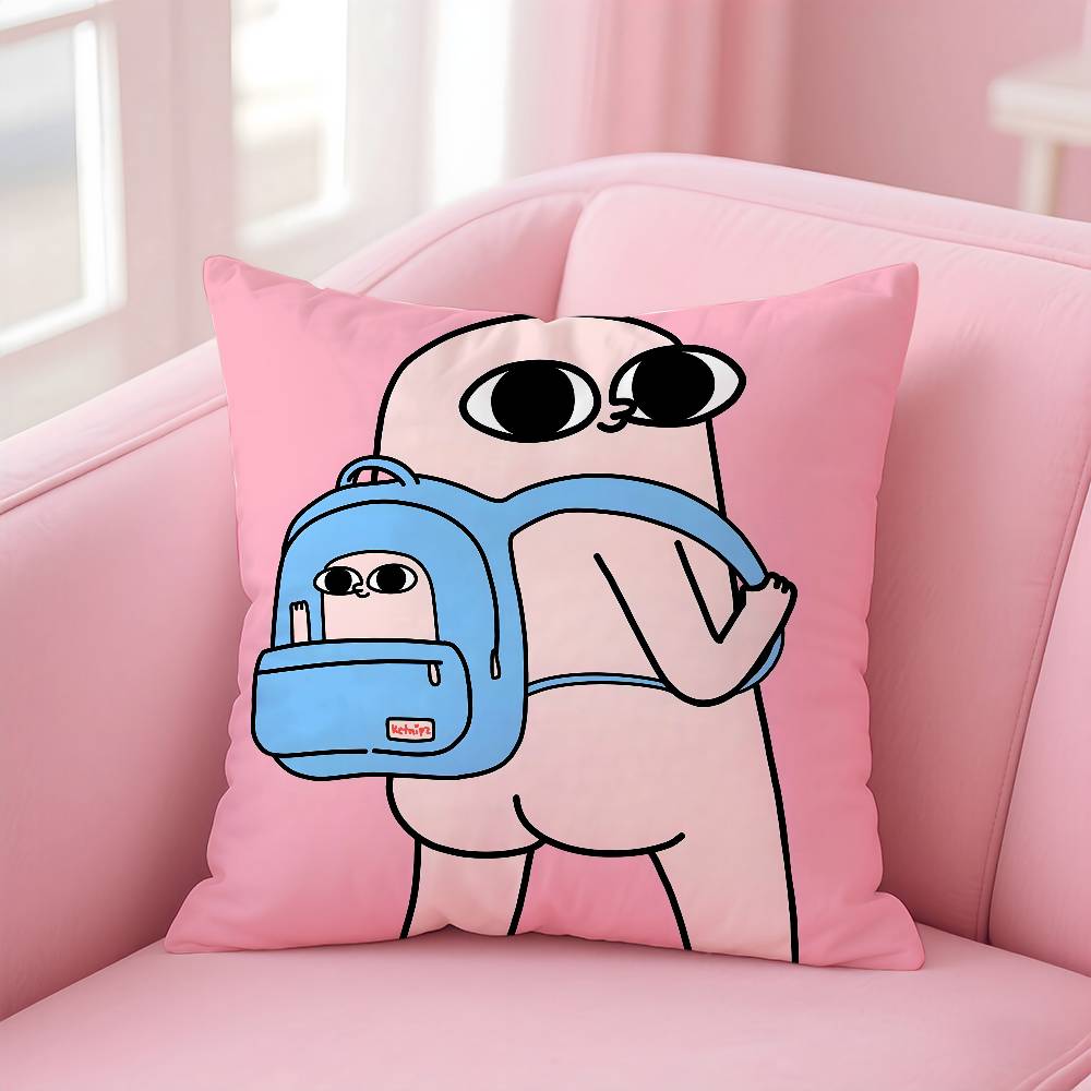 Kwaii Cute K-Ketnipzs The B-Bean Anime Pillow Case Anti-Dustmite Pillowcase Invisible Zipper Silky Short Plush Sofa Cushion Cove