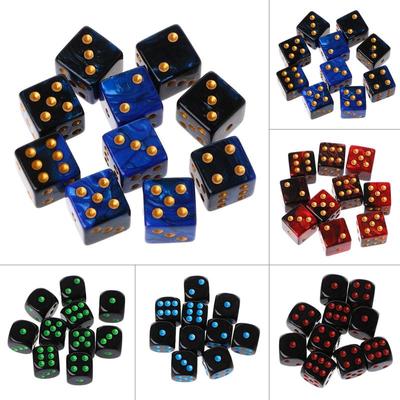10 Teile/satz 15mm Multicolor Acryl Würfel Würfel Perlen Sechs Seiten Tragbare Tisch Spiele Spielzeug