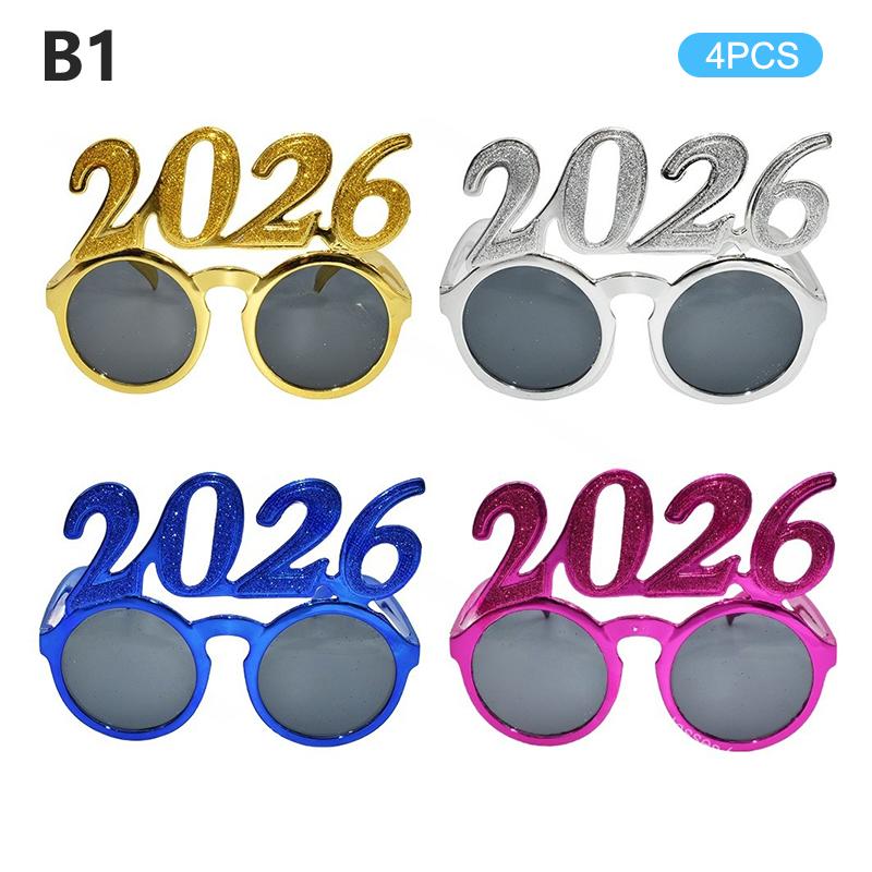 Occhiali da Vista Numero 2026 Occhiali Buon Anno 2026 Occhiali da Sole Glitter Diamante Oggetto di Scena Cosplay Decorazione Festa di Natale Occhiali Divertenti