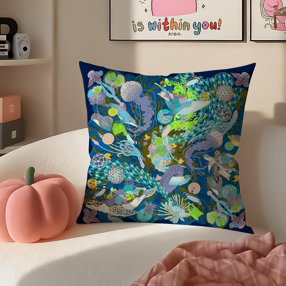Cambodian Buddha Print Art Cushion Cover Pillowcase Short Plush Invisible Zipper Room Sofa Cushion Cover
