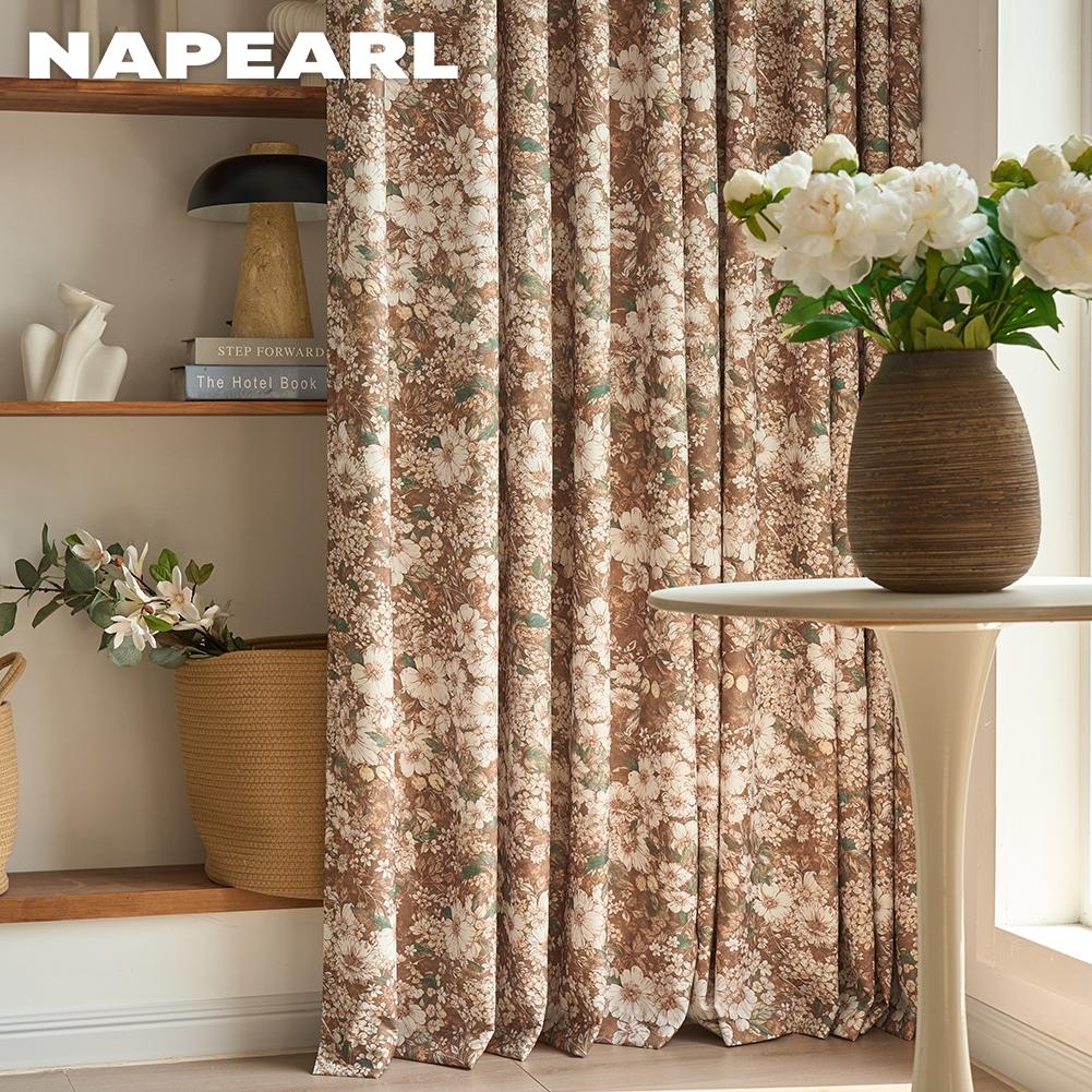 1PC NAPEARL Tende Oscuranti Stile Campagna Francese Tenda Finestra Stampata con Fiori Dipinti a Mano per Camera da Letto Soggiorno Decorazione Casa