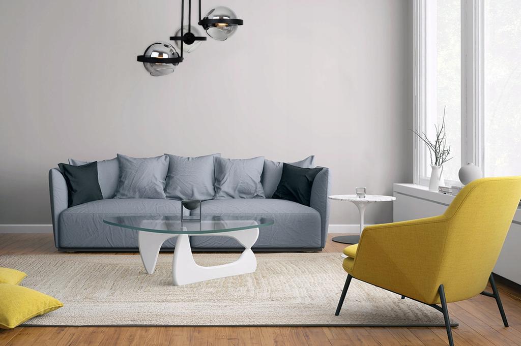 MODERN GLASS HANGING LAMP GRAPHITE RING